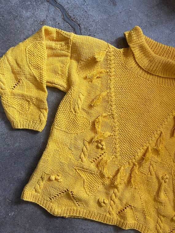 Vintage 1980s 90s Jennifer Reed hand-knit yellow … - image 8