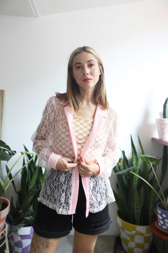 Light pink lace cardigan deals