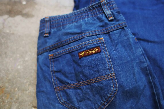 Vintage 1970s Wrangler 35" waist high rise denim … - image 9