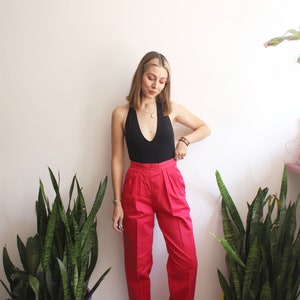 Vintage 1980s 90s xs small Slender Magic magenta pink high rise trousers slacks pants image 3