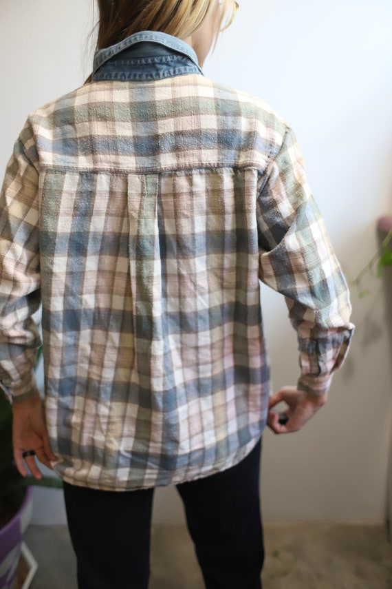 Vintage 1990s long sleeve plaid flannel shirt but… - image 5