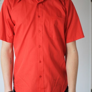 Vintage 1960s Penneys Towncraft short sleeve red button up oxford shirt image 5