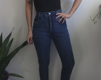 Vintage 1980s 90s 25" waist Roper high rise stretch denim mom jeans straight leg