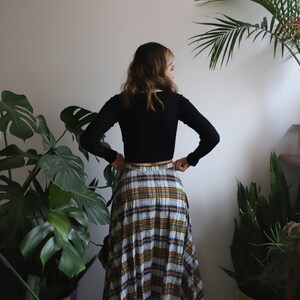 Vintage 1950s xs high waisted plaid maxi skirt image 4