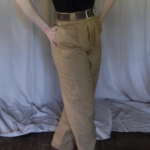vintage 1970s 80s Giorgio Sant&#39;Angelo linen blend trousers pants slacks high waist 30&quot;