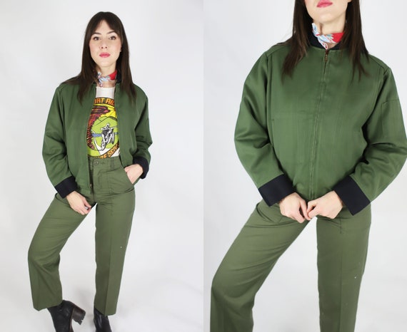 Vintage 1950s 60s small olive green Unitog workwea