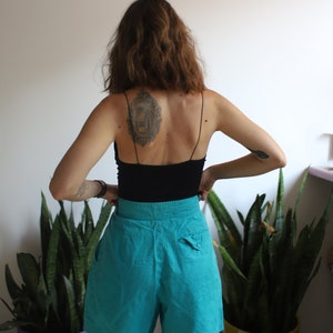 Vintage 1980s 90s Rafaella 26 high waist teal turquoise shorts image 6