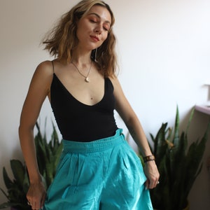 Vintage 1980s 90s Rafaella 26 high waist teal turquoise shorts image 8