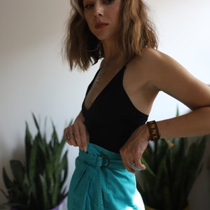 Vintage 1980s 90s Rafaella 26 high waist teal turquoise shorts image 7