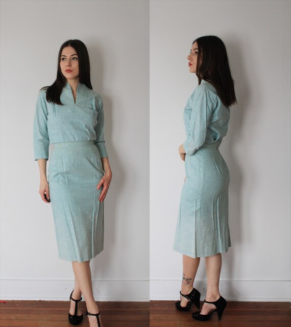 light blue two piece outfit
