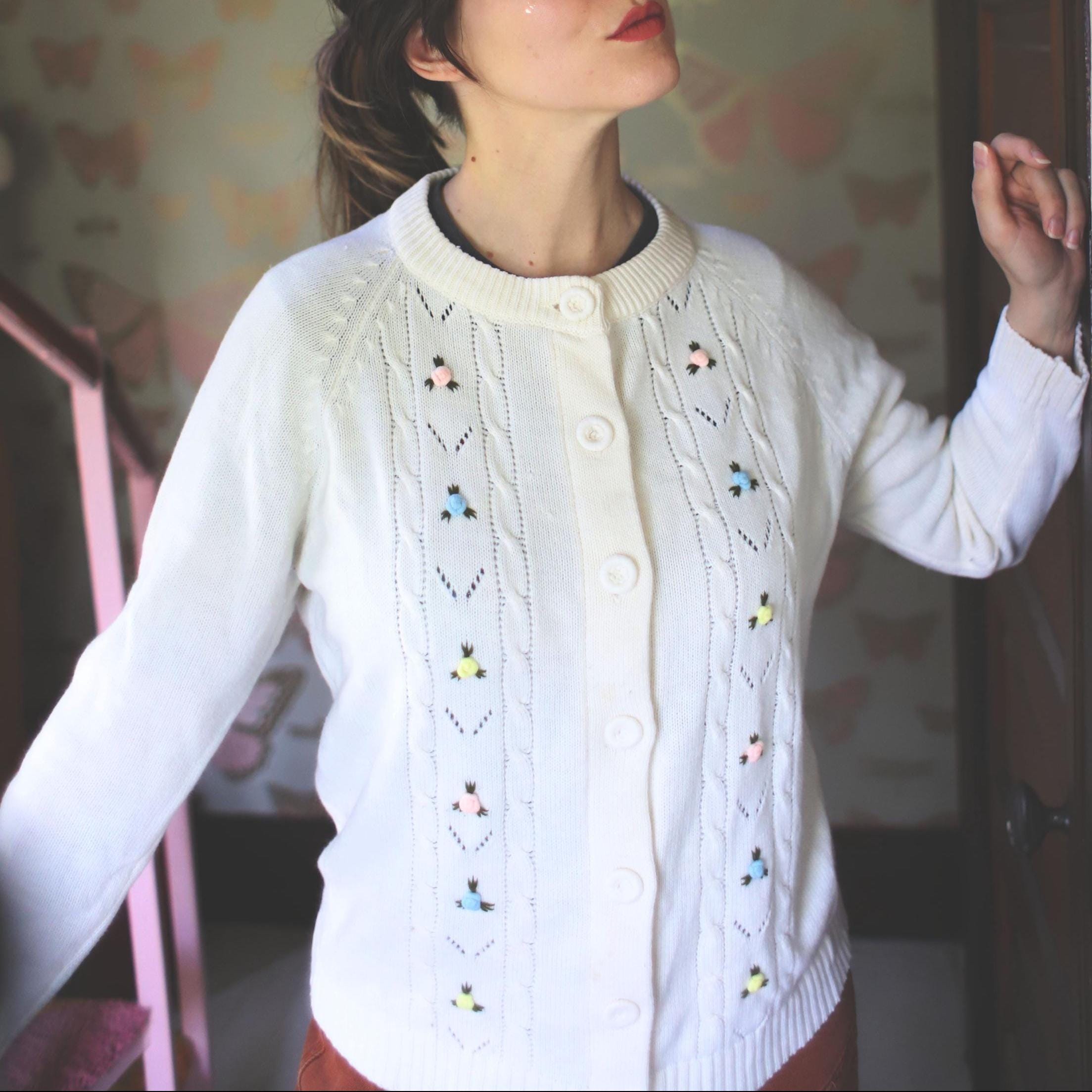 60s Floral Cardigan - Etsy