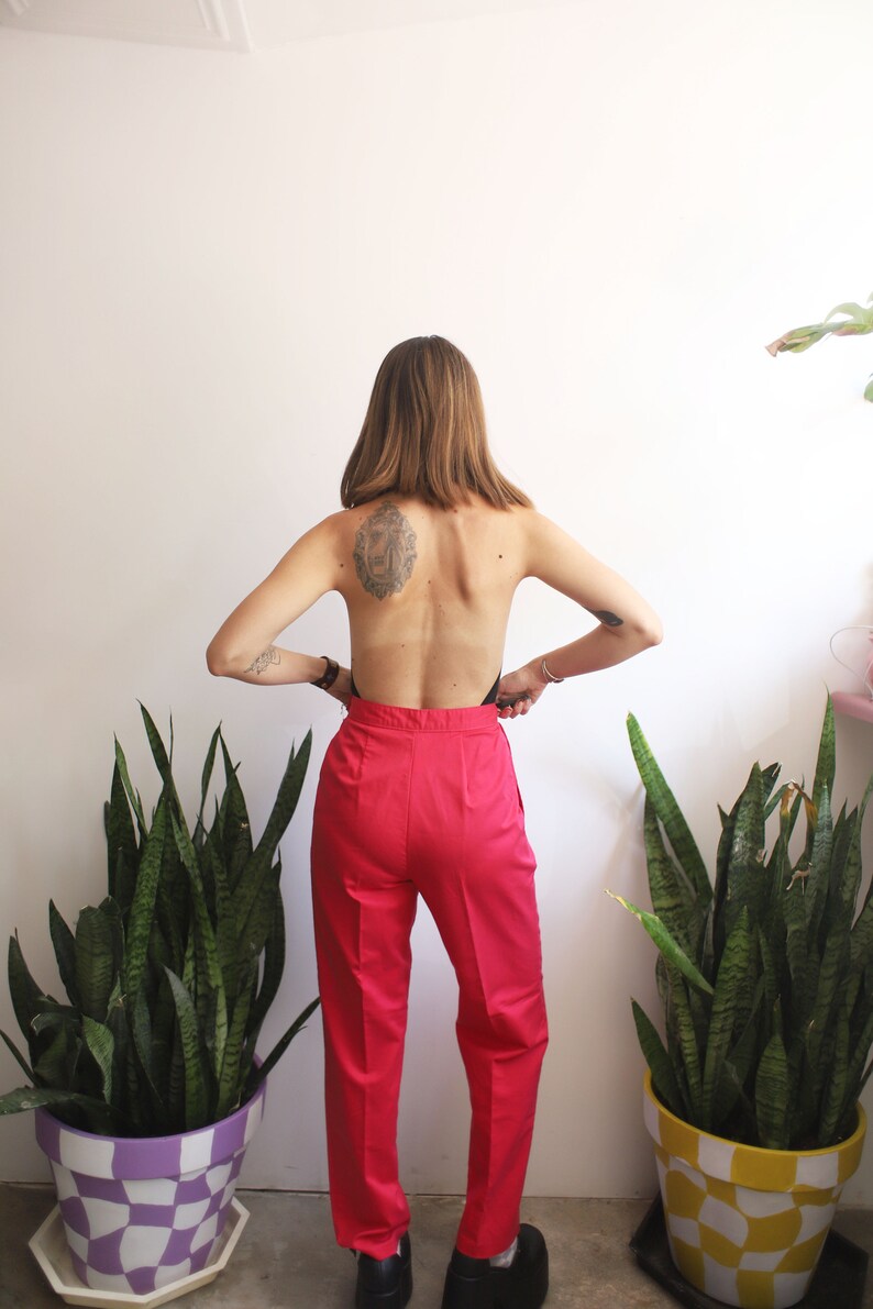 Vintage 1980s 90s xs small Slender Magic magenta pink high rise trousers slacks pants image 5