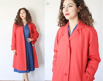 Vintage 1960s 70s small medium Misty Harbour red button up coat / rounded collar / rain coat