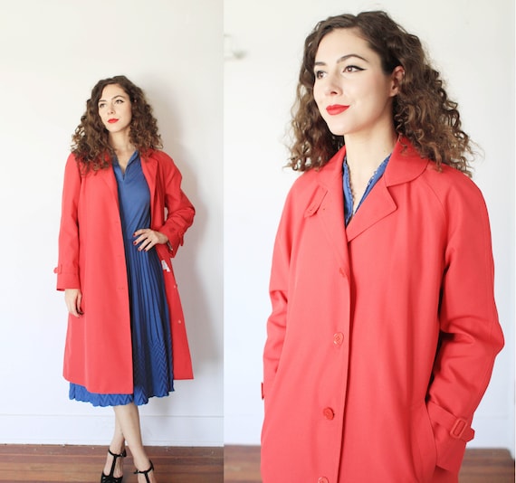 Vintage 1960s 70s Small Medium Misty Harbour Red Button up Coat Rounded Collar Rain Coat Etsy