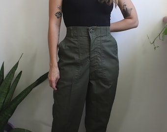 Vintage 1980s 80s 31" 30" waist OG-507 Military fatigue pants trousers Utility army olive green