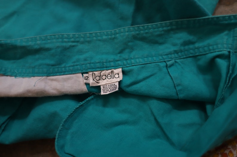 Vintage 1980s 90s Rafaella 26 high waist teal turquoise shorts image 9