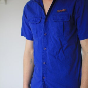 Vintage small medium 1980s 90s blue Brittania short sleeve button up oxford shirt image 7