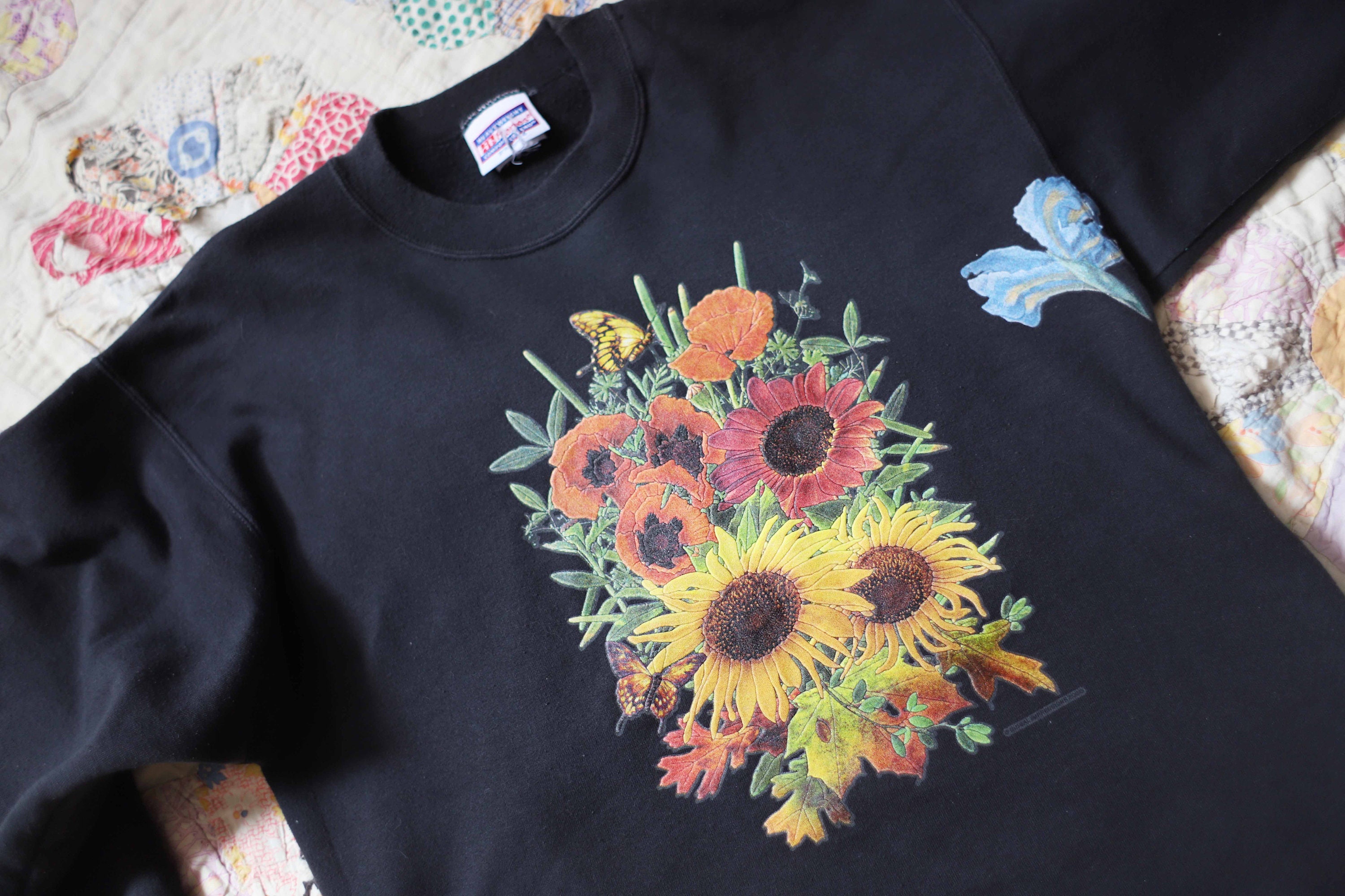 トップス 90's sunflower print sweat Vintage 1990s Sunflower Graphic Crewneck Sweater / Vintage