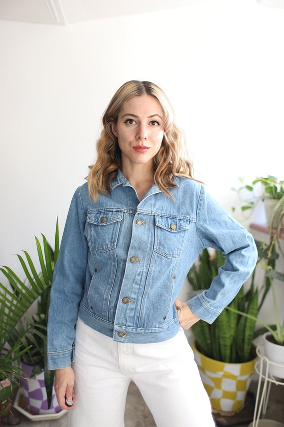 Vintage 1990s Rustler jean jacket denim cropped xs