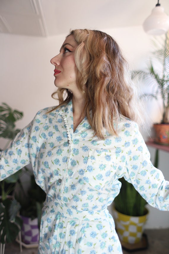 Vintage xs 1950s two piece floral pajamas pjs paj… - image 2