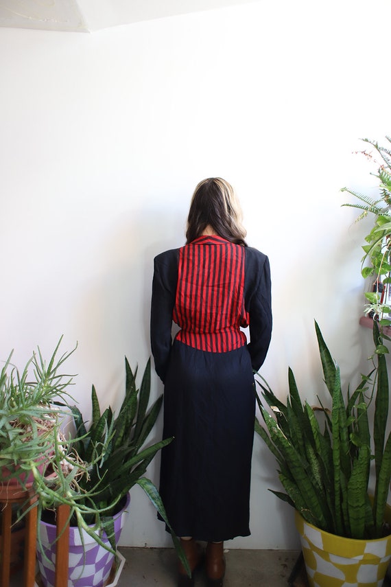 Vintage 1980s black and red striped long sleeve d… - image 5