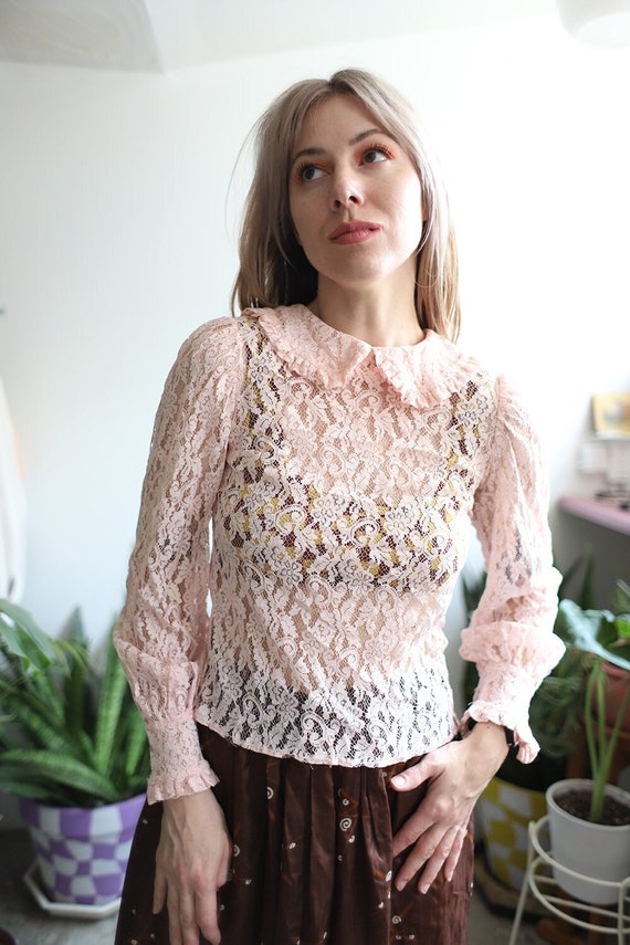 vintage pink lace blouse