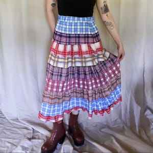 jupe longue à imprimé patchwork vintage des années 1970