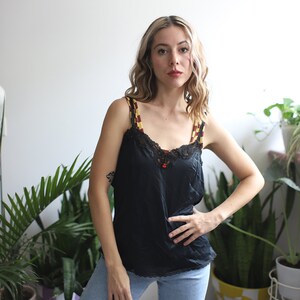 Vintage black sleeveless lingerie top tank loungewear image 3