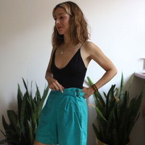 Vintage 1980s 90s Rafaella 26 high waist teal turquoise shorts image 3