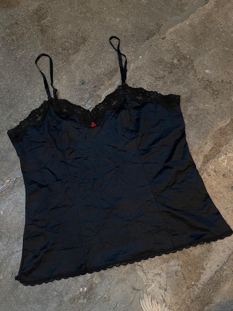 Vintage black sleeveless lingerie top tank loungewear image 7
