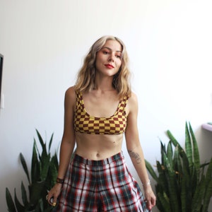 Vintage 1980er 90er high waist Tartan karierte gemusterte Shorts skort 70 cm Bild 7