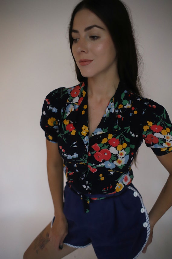 Vintage XS Young Timers 1970s 70s does 40s floral