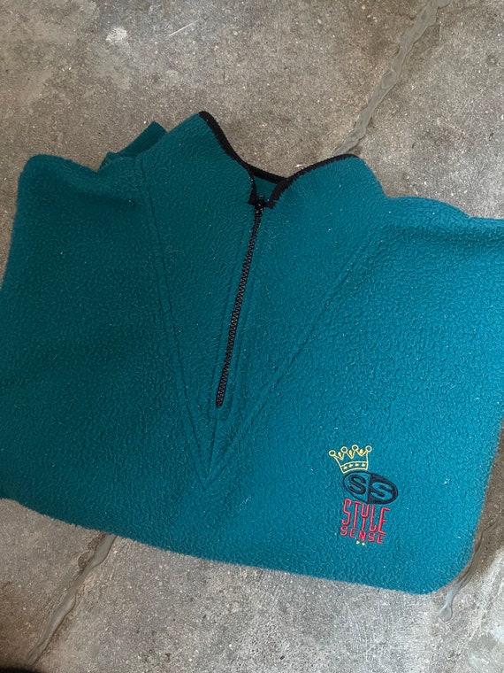 Vintage 1990s Sun Style Sense teal quarter zip pu… - image 8