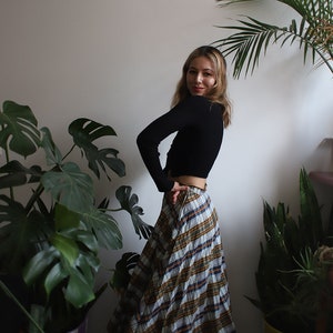 Vintage 1950s xs high waisted plaid maxi skirt image 6