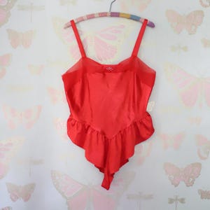 vintage 1980s Lady Manhattan red lingerie bodysuit negligee slip teddy romper