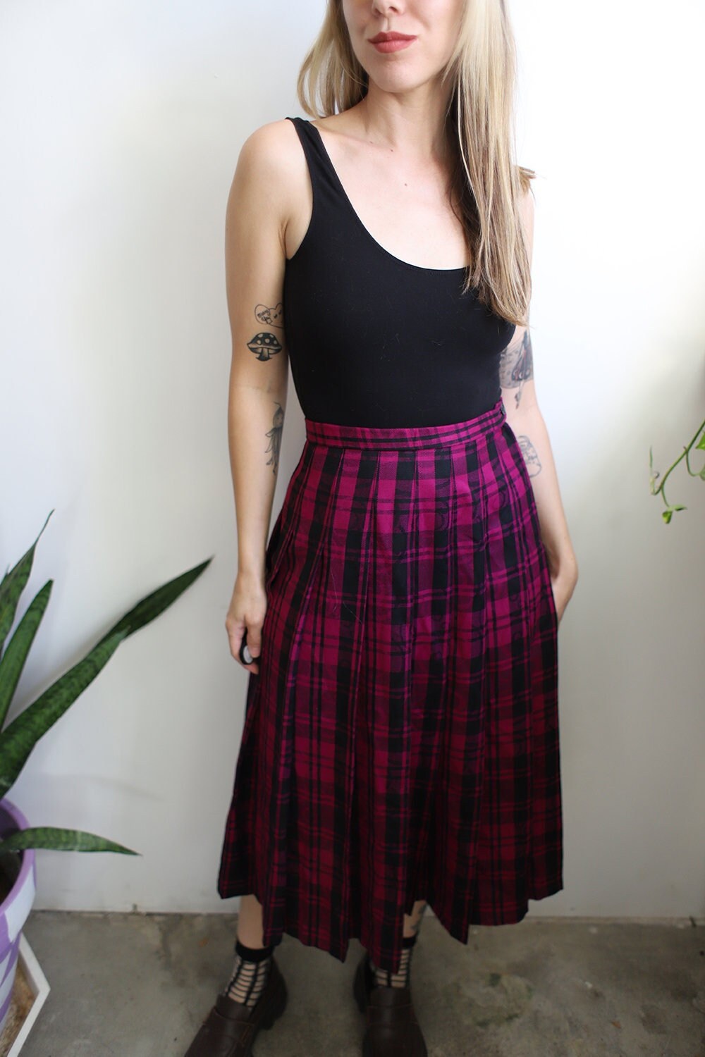 スカート PINK WOOL SKIRT Vintage 1980s 25