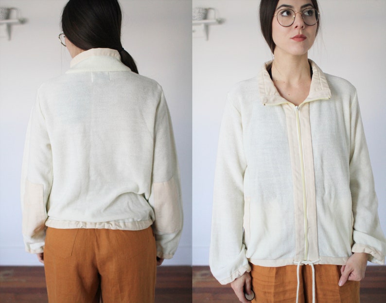 Vintage 1970s Kimlon by RBK Imports white sweater / zip ...