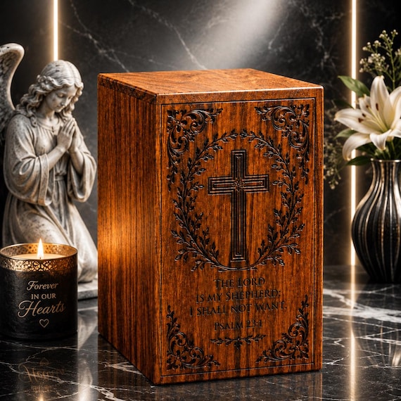 Personalized Wooden Pet Urn, Dog Cat Memorial Keepsake Box (Engraved)