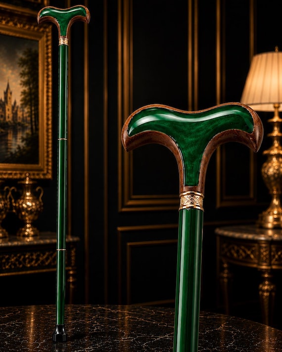 Sheesham Wood Walking Stick, Resin Handle, Elegant String Grip, Handmade Cane