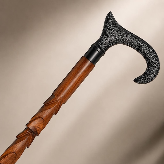 Handmade Wooden Walking Stick | Elegant Classic Design, Durable Support