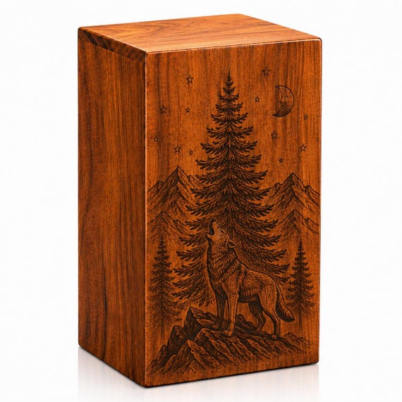 Personalized Wooden Pet Urn, Dog Cat Memorial Keepsake Box (Engraved)