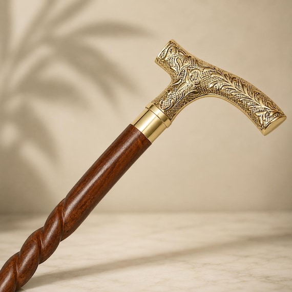 Wooden Walking Stick Cane | Elegant Classic Design, Men Women Support