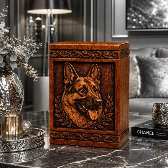 Personalized Wooden Pet Urn, Dog Cat Memorial Keepsake Box (Engraved)