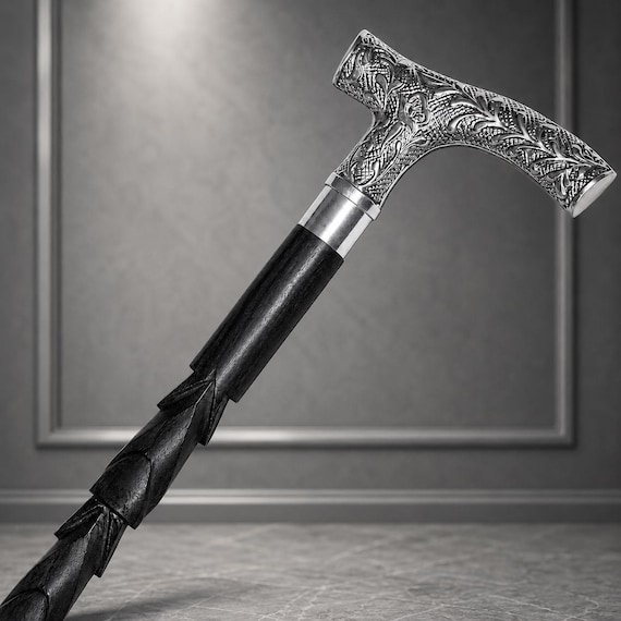 Handmade Wooden Walking Stick Cane | Rustic Natural Wood Elegant Grip