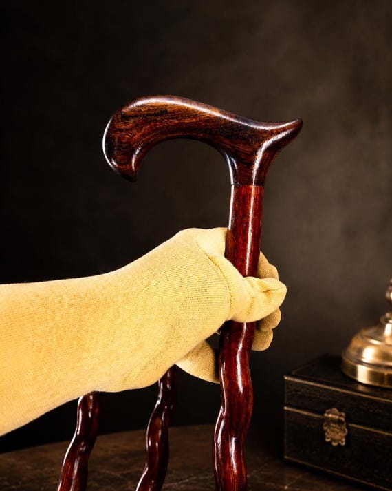 Sheesham Wood Walking Stick, WOOD Handle, Elegant String Grip, Handmade Cane Snake design