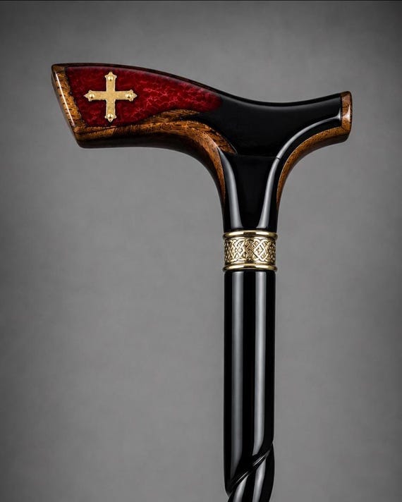 Handcrafted Wooden Walking Stick, Rustic Hiking Cane, Natural Wood Staff (Gift for Men)