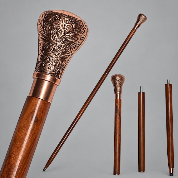 Wooden Walking Stick Cane | Elegant Classic Design, Men Women Support