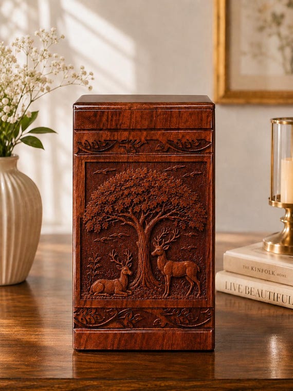 Personalized Wooden Pet Urn, Dog Cat Memorial Keepsake Box (Engraved)