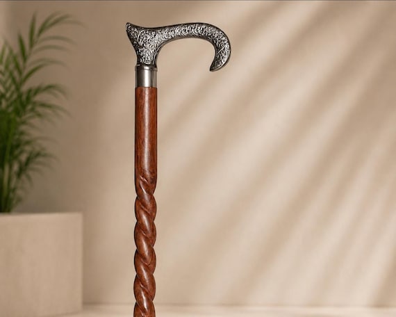 Wooden Walking Stick Cane | Elegant Classic Design, Men Women Support