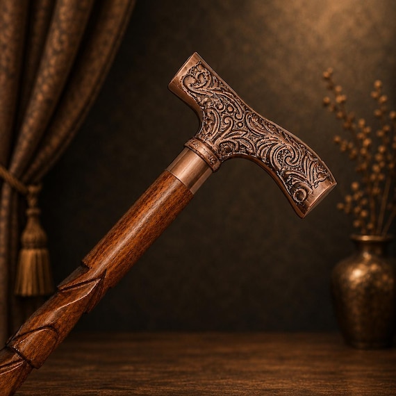Handmade Wooden Walking Stick | Elegant Classic Design, Durable Support
